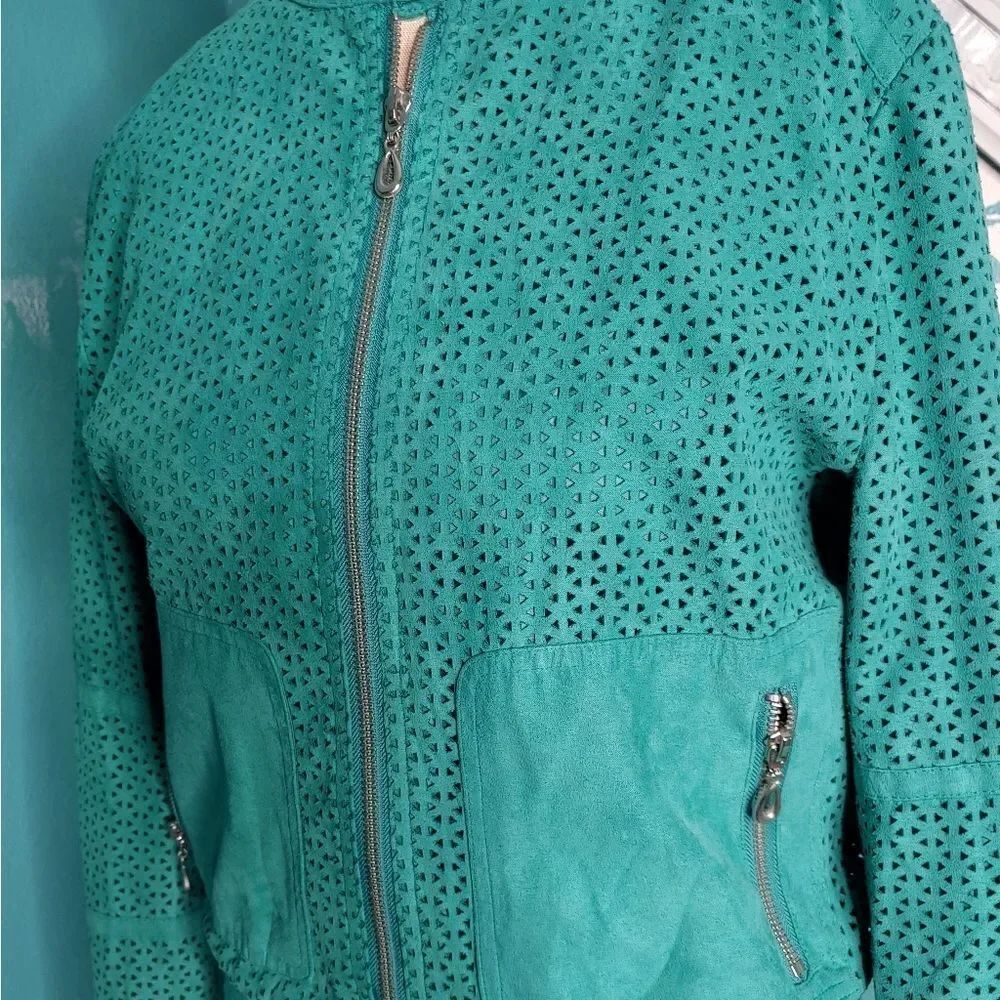 Kenneth Cole NY Cutout Green Bomber Jacket Size M